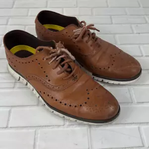 Cole Haan Zerogrand Shoes Wingtip Oxfords Mens 9.5 Tan Comfort Rubber - Picture 1 of 12
