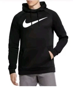 NIKE MEN'S BLACK HOODIE THERMA FIT SWOOSH PULL-OVER ZIP POCKET CU6238-010 Sz M - Picture 1 of 15
