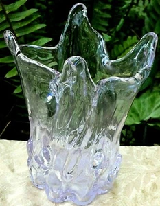 RARE Vintage MURANO STYLE Lavender HANDKERCHIEF ART GLASS VASE Collectable AUST - Bild 1 von 12