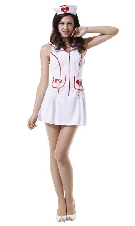 Nurse Uniform Costume Womens Doctor Adult Fancy Dress Hen Party New - Image 1 of 1