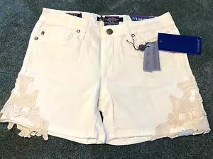 Girls Size 14 Vigoss White Denim Shorts With an Adjustable Waist-NEW WITH TAGS. - Picture 1 of 7