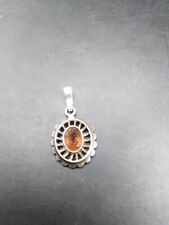 Silver And Orange Stone Pendant 925 Marked A*D