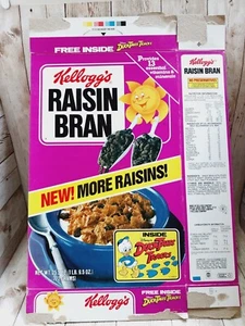 Caja de cereales Kellogg's Raisin Bran 1989 Disney DuckTales Tracks promoción vintage - Imagen 1 de 4