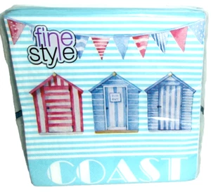 COASTAL~Paper Luncheon Napkins~13"x13~40 CT~3 ply ~ COAST/BEACH HUTS - Picture 1 of 1