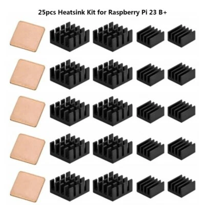 25Pcs Heatsink Kit Aluminum Alloy Copper Heat Sink For Raspberry Pi 2/3 B+ 4B - Image 1 of 4