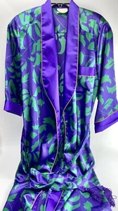 Vintage Victorias Secret P/S Gold Label Robe Shoulder Pads Floral Blue Teal - Picture 1 of 10