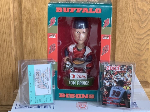 TOM PRINCE bobblehead Buffalo Bisons SGA bobble + ticket & sched Minnesota Twins Cover