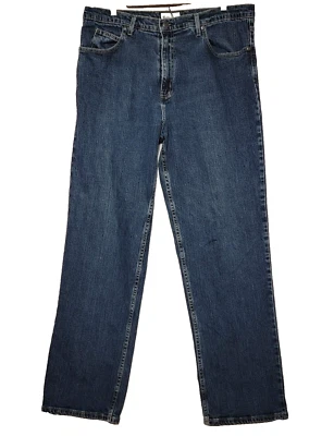 Jeans de mezclilla azul Saddlebred talla 38 x 32 calce relajado pierna recta usados en excelente estado Foto 1 de 4