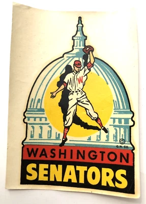 VTG Washington Senators Baseball Water Decal Sticker 5" - Image 1 of 2