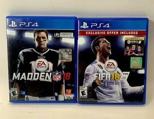 Madden NFL 18 FIFA 18 SOCCER Sony PlayStation 4, 2018 PS4 Video Game TESTED LOT - Picture 1 of 7