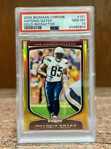 Cargadores refractor Antonio Gates 2009 Bowman cromo dorado #101 PSA 10/50 - Imagen 1 de 1