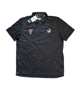 Adidas Texas Tech Red Raiders Patrick Mahomes Polo Shirt Black Men's Size XL NWT - Picture 1 of 9