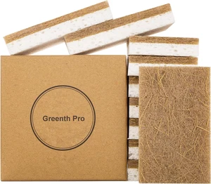 10 Pack Nature Dish Sponge - Natural Kitchen Sponge - Coconut Fiber and Wood Cel - Picture 1 of 12