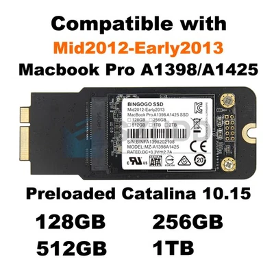 T-BINGOGO 128GB 256GB 512GGB 1TB 2TB SSD for Mid 2012 Early 2013 MacBook Pro A1425 A1398