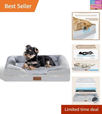 Medium Grey Dog Couch Bed - Easy-Clean Waterproof Memory Foam & Non-Slip Design - Image 1 of 4