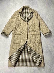 Vintage Aquascutum Quilted Trench Coat Beige Check Women's Size M/L - Picture 1 of 24