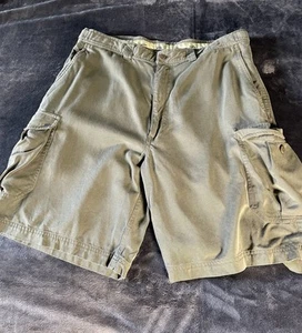 Bobby Chan Chino Cargo Shorts Men's Sz 34 Green Silk Blend - Picture 1 of 12