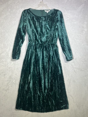 Vestido BB Dakota Lennox Para Mujer S Verde Bosque Esmeralda Terciopelo Manga Larga Midi Foto 1 de 4