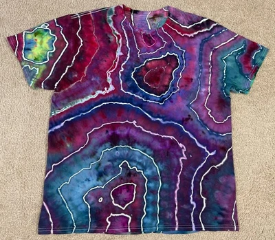 Camiseta hecha a mano Ice Tie Dye XL para hombre mujer algodón suave Foto 1 de 3