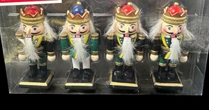 Set of 4 Individual Wooden Hand Crafted Nutcracker Card Holders in Box 5" - Picture 1 of 10