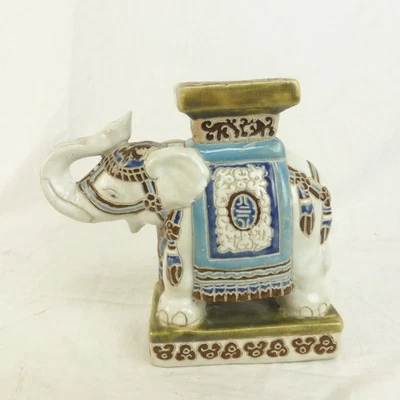 Rare Ceramic Colourful Elephant Flower Stool/Plant Stand Asian Style 8.5" Tall - Image 1 of 4