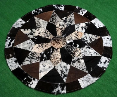 Cowhide Round Patchwork Carpet Handmade Cowhide Carpet  (36"x36")Home Décor 5869 - Image 1 of 4