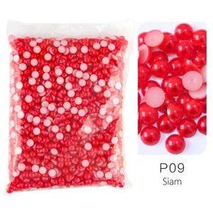 400 Red Color Acrylic FlatBack Half Pearl Bead Flat Back 8mm Scrapbook Craft - Picture 1 of 5