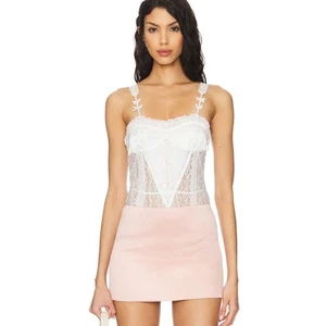 Free People Sweet Cheeks Body weiß Spitze rosa Rosen kokett Mädchen XL NEU Neu mit Etikett - Bild 1 von 9