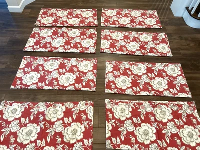 Red Floral Panel Curtains 40 X 80" Set of 2 Silver Grommets Boho Formal Dramatic - Image 1 of 4