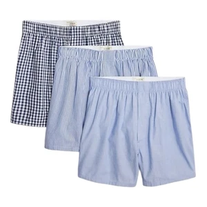 J Crew Factory Woven Cotton Boxers 3 Pack Mens Size M Blue Assorted Prints - Picture 1 of 5