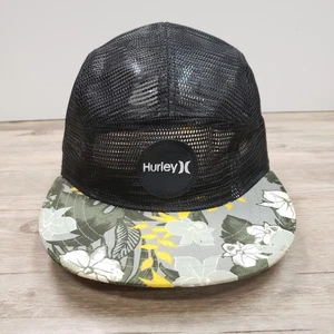 Hurley Hat Cap Strap Back Black Gray Mesh Trucker Floral Hawaiian Patch Mens - Picture 1 of 8
