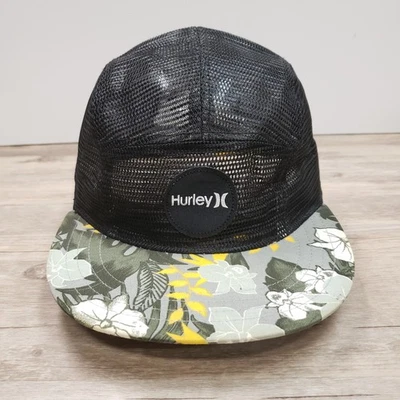 Hurley Hat Cap Strap Back Black Gray Mesh Trucker Floral Hawaiian Patch Mens - Image 1 of 4