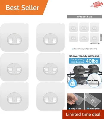 Paquete de 6 ganchos adhesivos para carrito de ducha versátiles - amigables con azulejos y fáciles de instalar Foto 1 de 4