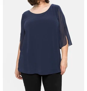 Sheego Tunika 52 Oberteil Damen Bluse Blusenshirt Chiffon XXL Übergröße #813 - Bild 1 von 4