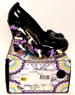 Plataformas de salto ESCOLHA IRREGULAR, tamanho 7, 38, couro envernizado preto, arcos *NOVO!* - Imagem 1 de 4