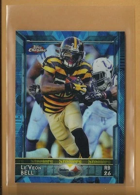Le'Veon Bell 2015 Topps Chrome Mini Blue Refractor Card Steelers  New York Jets - Image 1 of 2