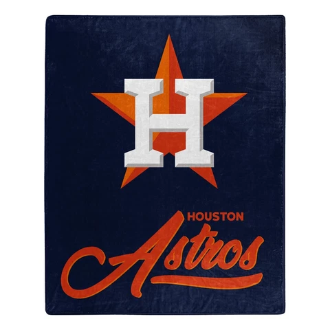 MLB Houston Astros Royal Plush Raschel Throw Blanket Signature Design 50x60 Cover