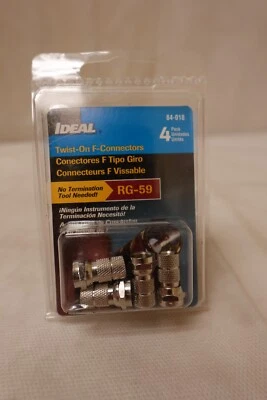 4-Pk Ideal Twist-On F-Connectors Electronic Hardware RG-59 / 84-018 / 59FTW NOS - Image 1 of 4