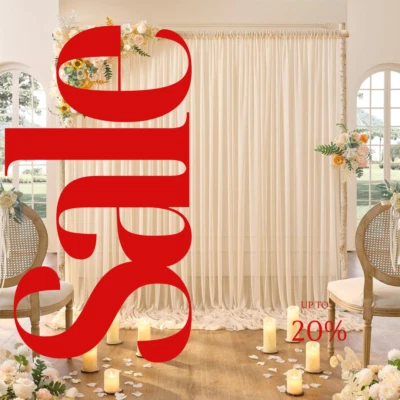 2 PANELS Chiffon Backdrop Curtains Drapes Sheer Chiffon Fabric Photography - Image 1 of 2