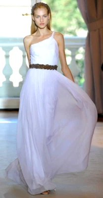 Andrew GN 2012 Runway Long Maxi Gown Grecian Leaf Embroidered Dress US 2 4 FR 36 - Image 1 of 4