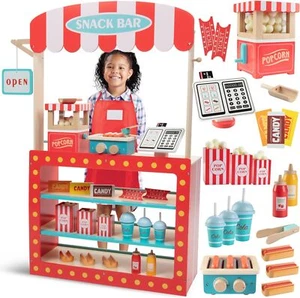 Movie Theatre Snack Bar Wooden Playset - Pretend Concession Stand Fun - Picture 1 of 4