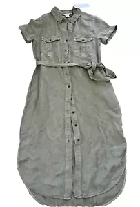 NEW NWT Lucky Brand button front safari dress short sleeve S pockets washable - Picture 1 of 9