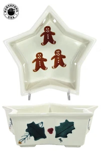 Hartstone Pottery GINGERBREAD 8.5" Star Bowl Candy Dish Holly Berry Christmas - Picture 1 of 12