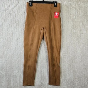 Spanx Faux Suede Leggings Womens Medium Petite Camel Smoothing Shape Comfort - Picture 1 of 6