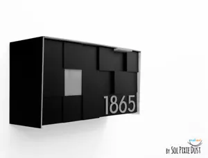 Cassetta postale moderna con volto 3d, corpo nero alluminio e numeri grigi - tipo 3 - Foto 1 di 12