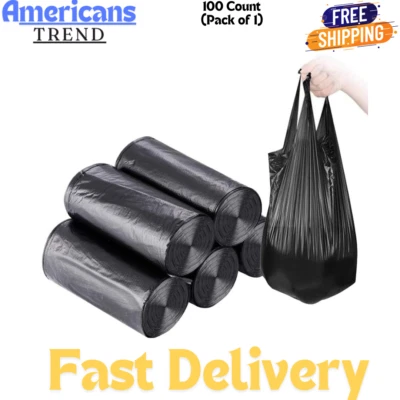 100 PCS 4 Gallon Trash Bags Kitchen Trash Bags Small Garbage Rubbish Bags 5 Roll - Image 1 of 4