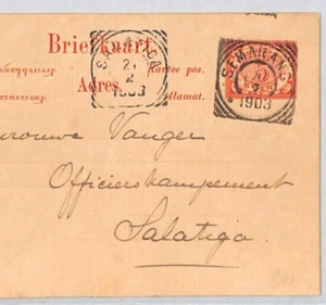 DUTCH EAST INDIES Postal Stationery Card Semarang CDS Salatiga 1903 ZT186 - Picture 1 of 8