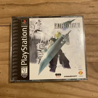 Final Fantasy VII 7 Black Label PlayStation 1 PS1 w Manual  - Image 1 of 4