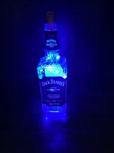 Jack Daniels LED Upcyled Light Bottle - No6 - Blue Edition - Picture 1 of 6