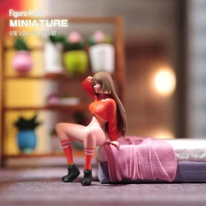 Resin 1/18  Sitting Girl No. 1 Mini Painted Diorama Miniature Figure Toys - Picture 1 of 6